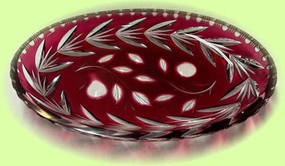 Bohemian Ruby Cut Glass Platter