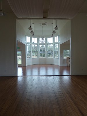 North Room as Dining Room. Have your Wedding on the Mendocino Coast at the Caspar Community Center. Photo by Dalen Anderson.